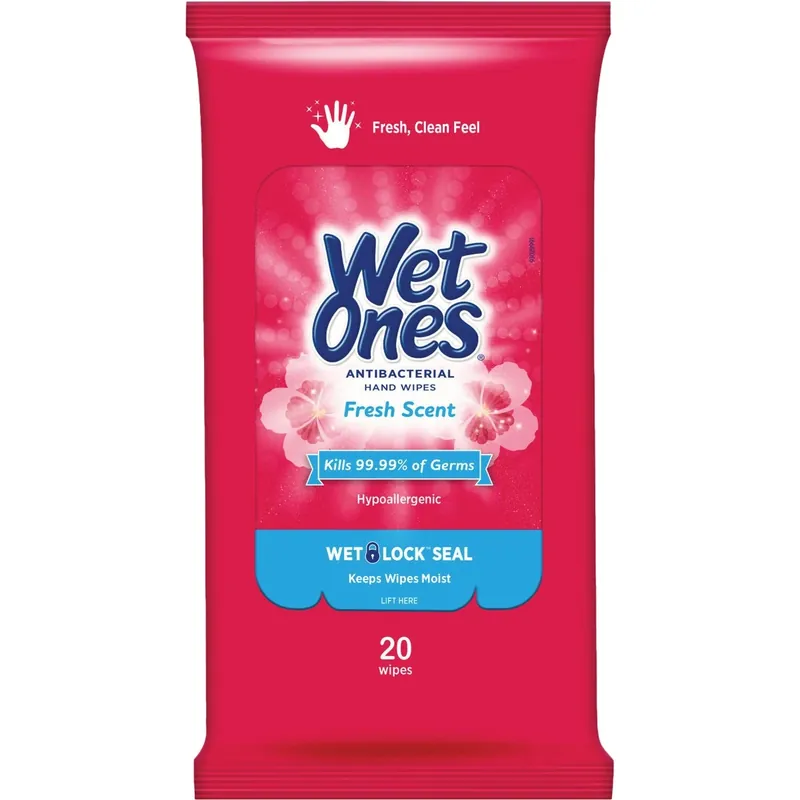 Wet Ones Fresh Antibacterial Wipes Disposable Adult Washcloths 20 Ct