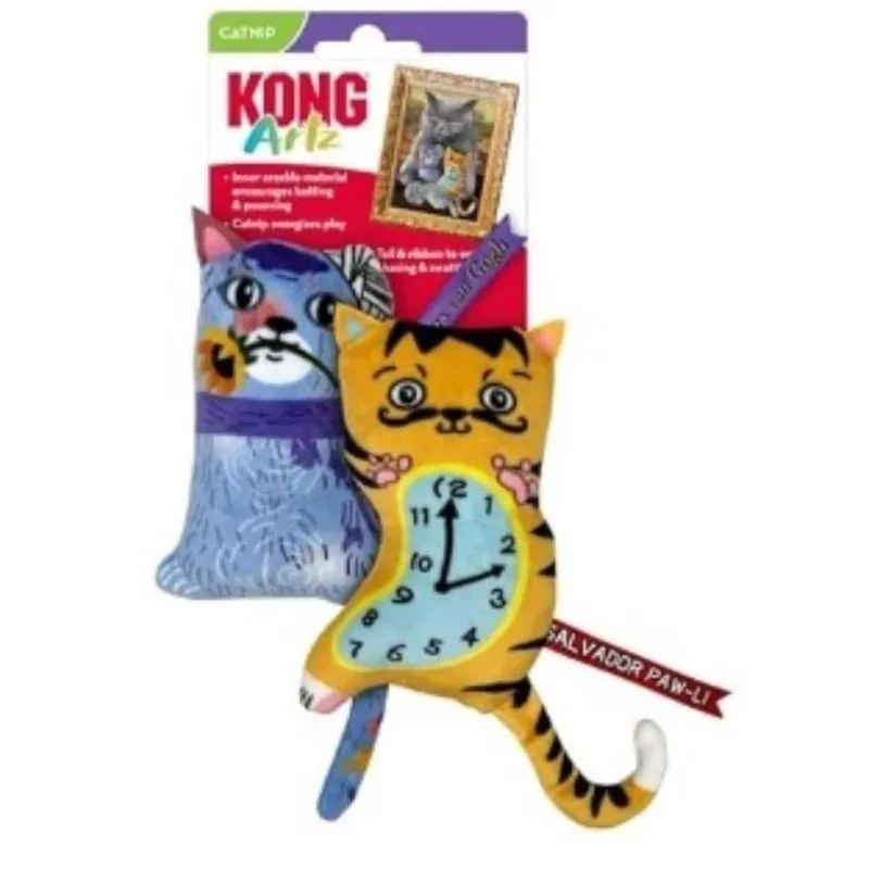 Kong Artz Medium Catnip Toy – 2‑Pack Multicolored Polyester Balls