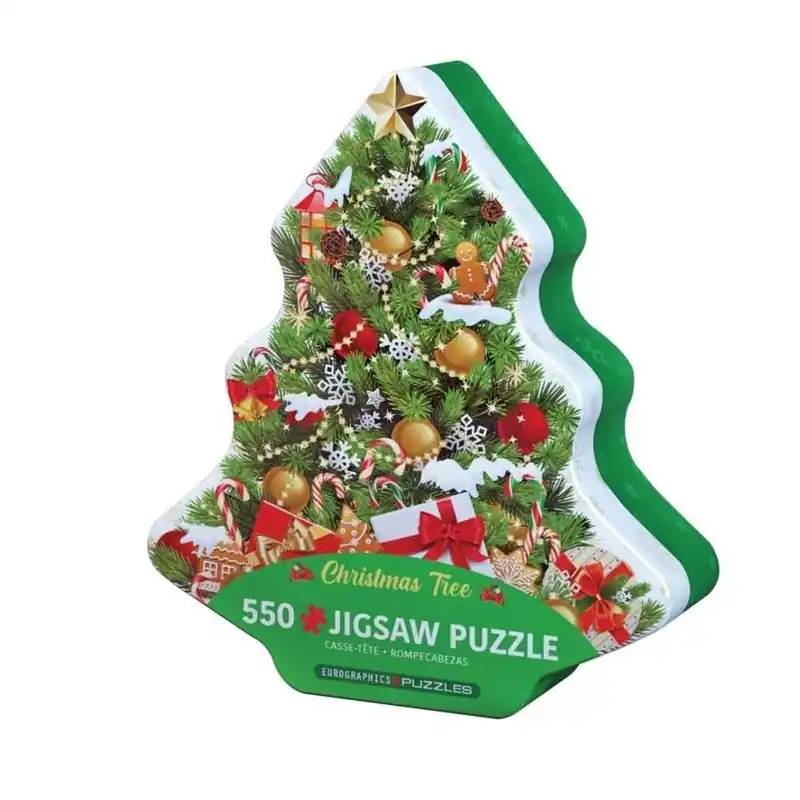 Eurographics 550‑Piece Multicolor Christmas Tree Puzzle Tin – Collectible Holiday Set