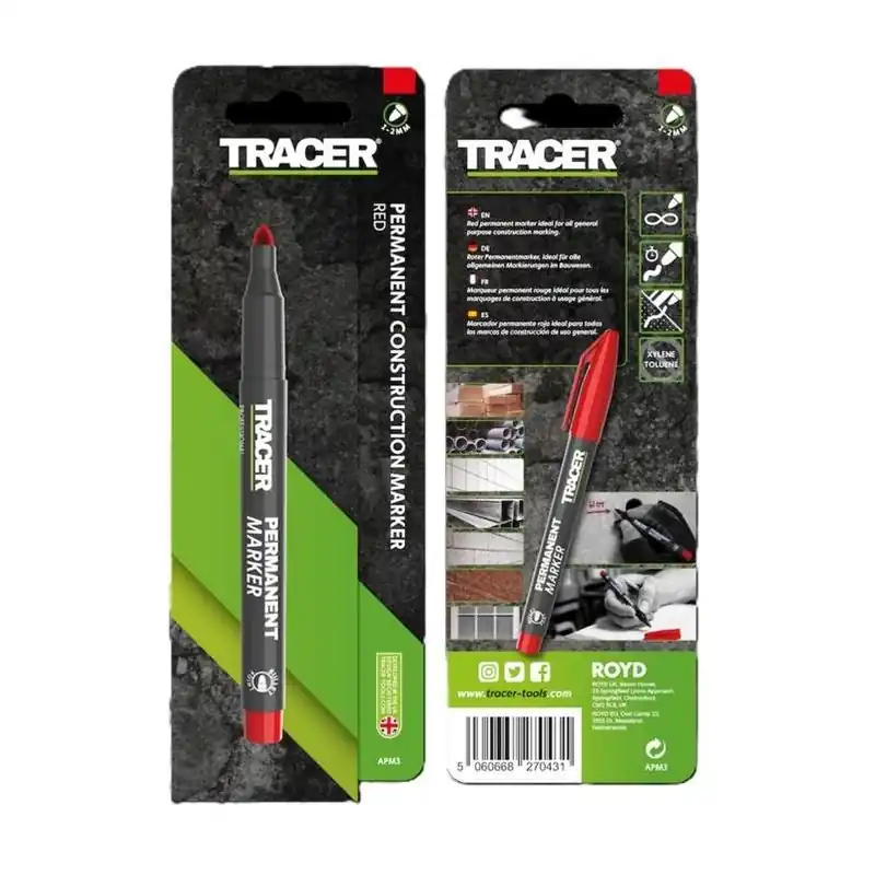 Tracer 6‑Inch Red Permanent Marker – Waterproof, Fade‑Resistant, 0.5 mm Tip (1 pcs)