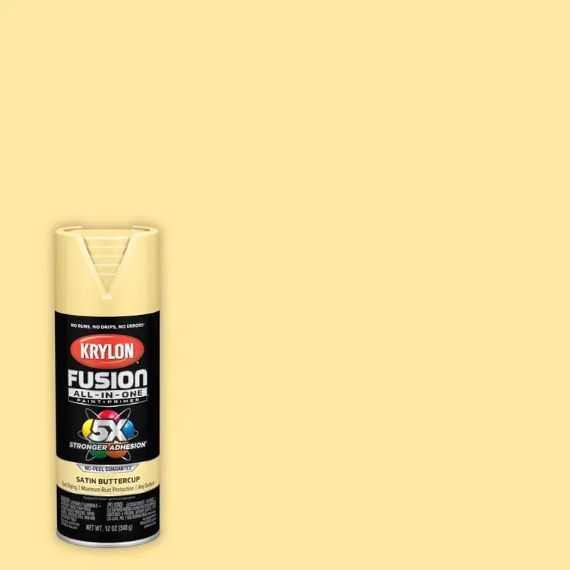 Krylon Fusion All‑in‑One Satin Buttercup Spray Paint – 12 oz