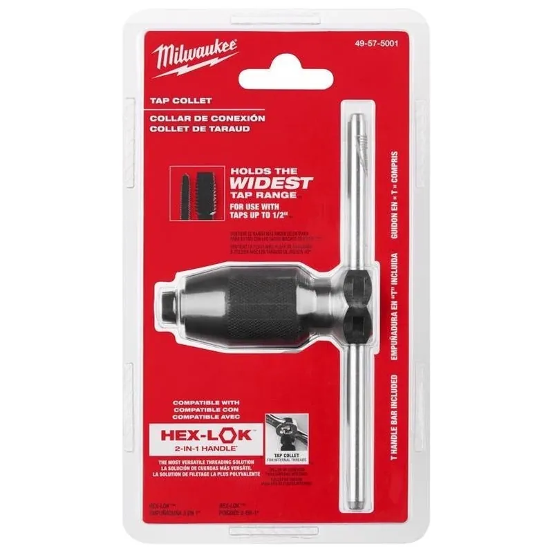 Milwaukee Metal Tap Collet 49‑57‑5001 – Dual‑Jaw T‑Handle For Precise Threading