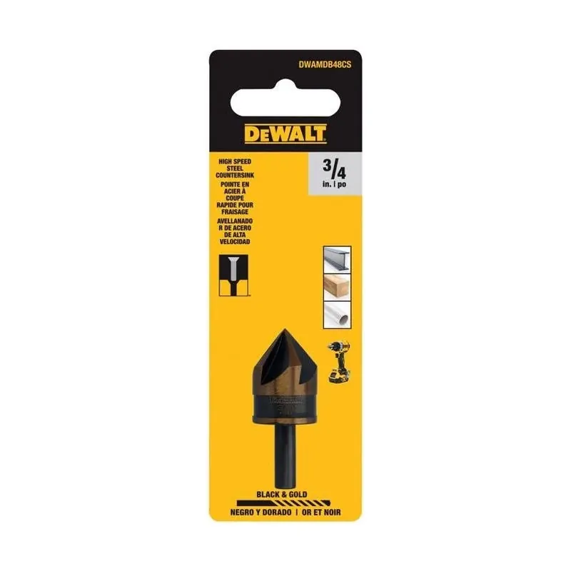DeWalt 3/4" 82° High‑Speed Steel Countersink Bit – 1/4" Round Shank