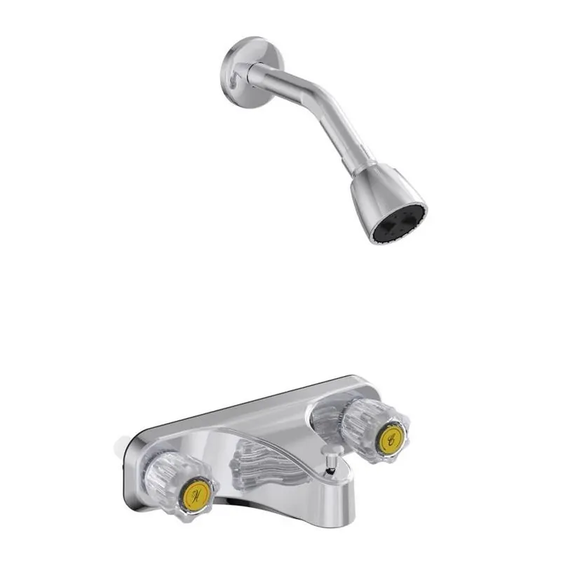Home Plus Chrome Dual-Handle Tub & Shower Faucet – Sleek Acrylic Design