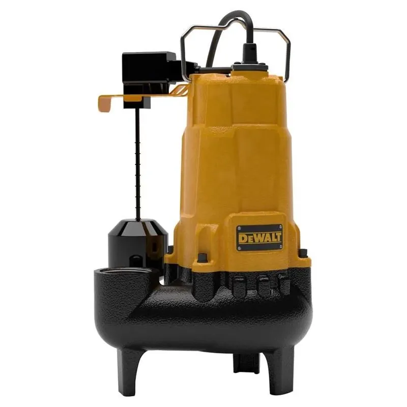 DeWalt 3/4 HP Cast Iron Sewage Pump With Tethered Float Switch – 6500 GPH