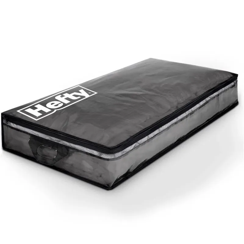 Hefty Black/Transparent Under‑Bed Storage Bag – 6×39×20 in. Space‑Saving Organizer