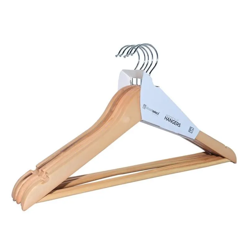 Premium Wooden Brown Suit Hangers – Set Of 5