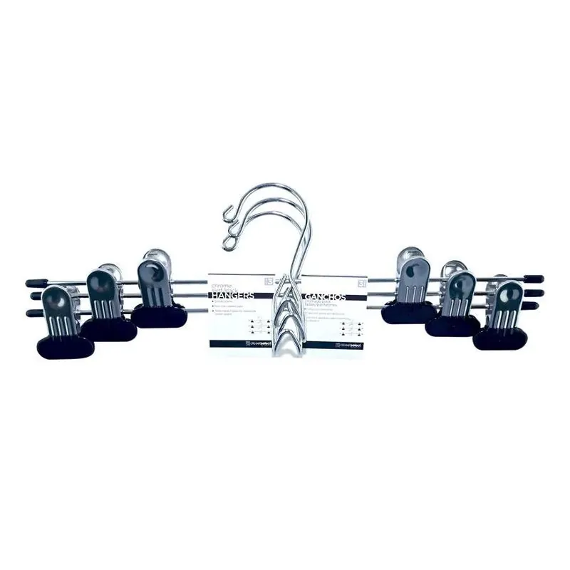 ClosetSelect Silver Metal Skirt & Slack Hangers – Pack Of 3