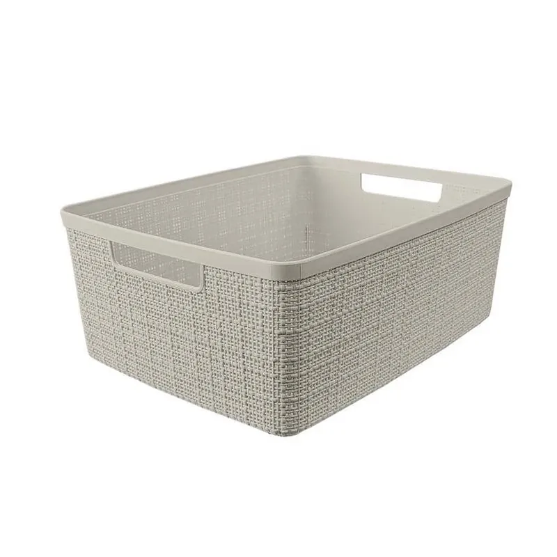 Curver Beige Stackable Woven Storage Basket – 12 L Medium Organizer