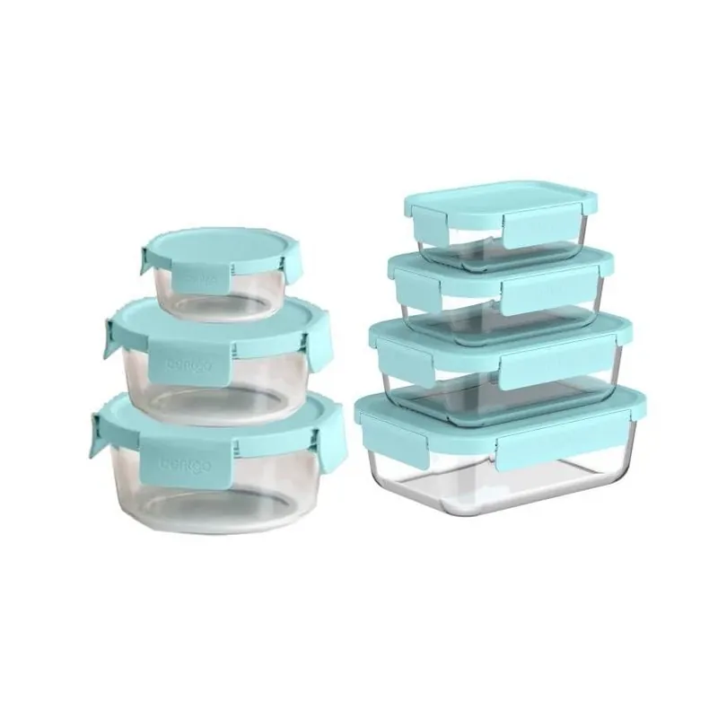 Bentgo Aqua 7‑Piece Borosilicate Glass Food Storage Set – BPA‑Free, Microwave & Freezer Safe