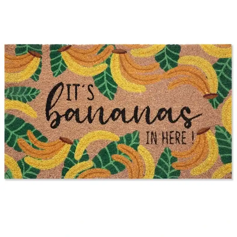 Funny Banana Coir Outdoor Door Mat – 18×30 in Multi‑Color Welcome Rug