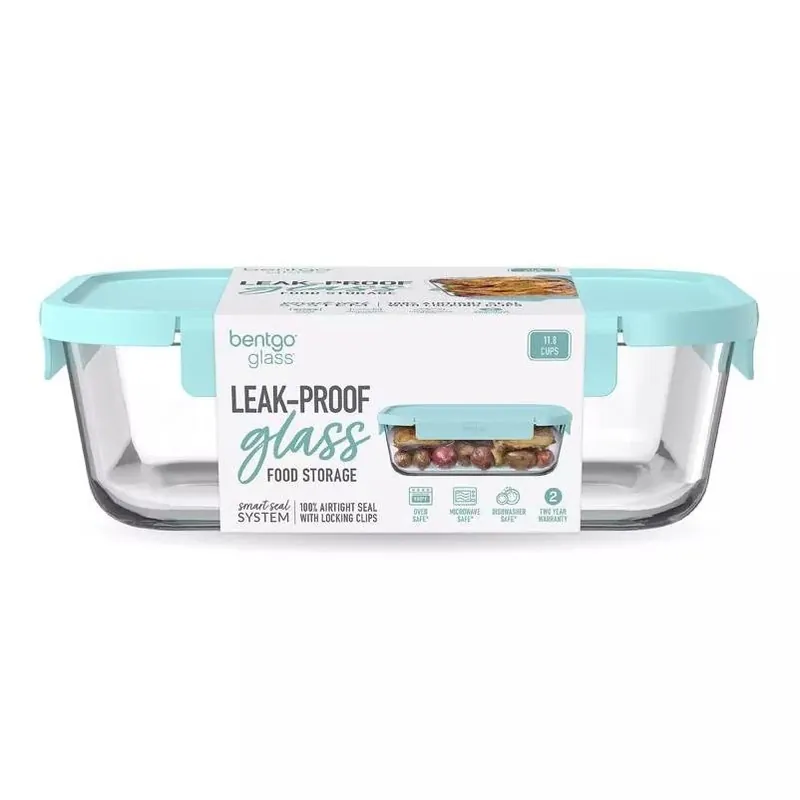 Bentgo 11.8‑Cup Aqua Glass Food Storage Container – Freezer, Microwave & Dishwasher Safe