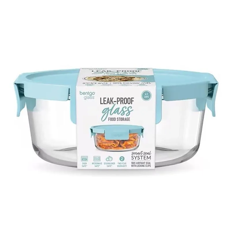Bentgo Aqua 4.1‑Cup Glass Food Storage Container – Leak‑Proof, Microwave & Freezer Safe
