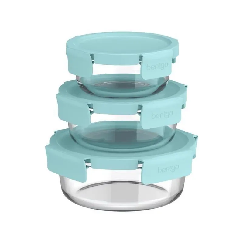 Bentgo Aqua 3‑Piece Borosilicate Glass Food Storage Set