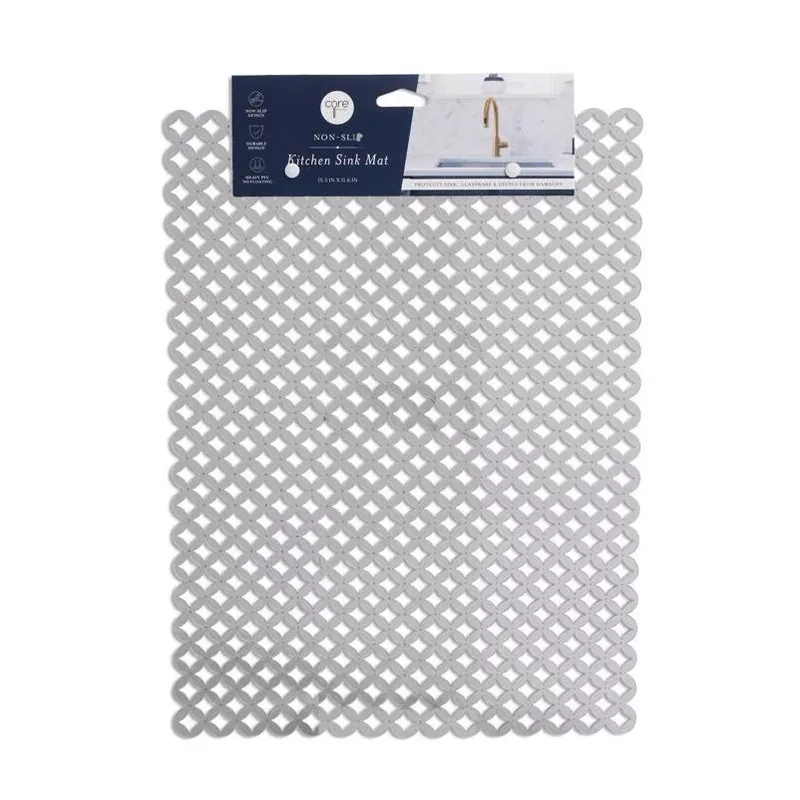 Core Home Gray Plastic Sink Mat – 15.6" X 11.6" Protection Pad