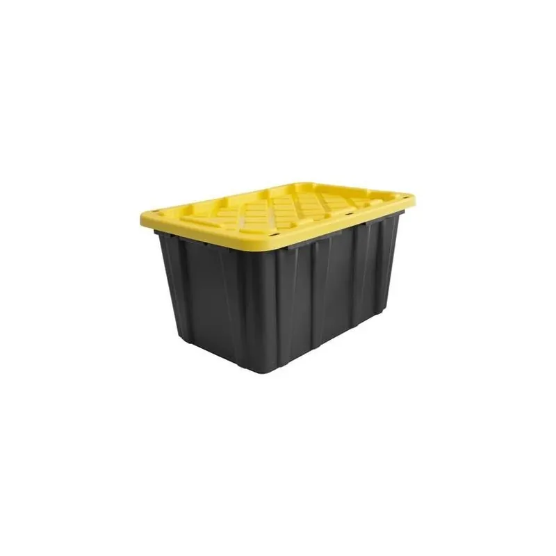 Ramtuff Stackable 2‑Gallon Black & Yellow Plastic Storage Bin With Lid