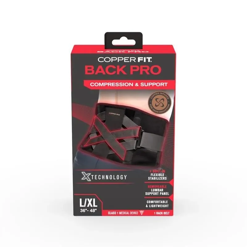 CopperFit Back Pro Black Compression Belt – Power‑X Strap Technology (1 Pack)
