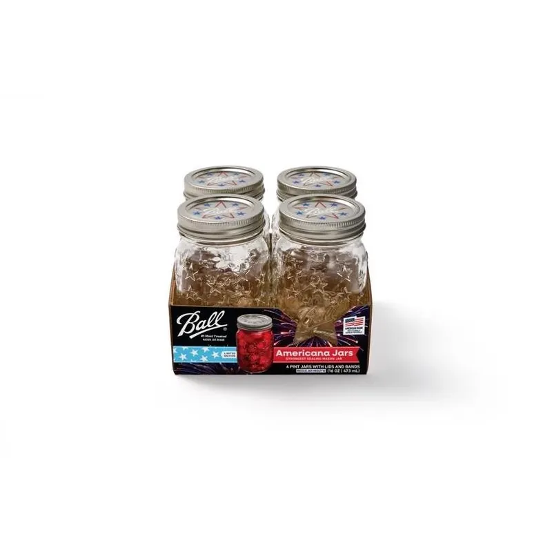 Ball Americana 16‑oz Regular‑Mouth Glass Mason Jar – Vintage Kitchen Storage
