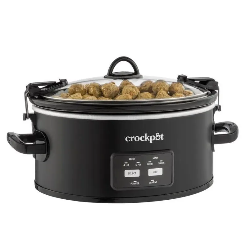 Black 6‑Quart Programmable Crock‑Pot Slow Cooker With Stoneware