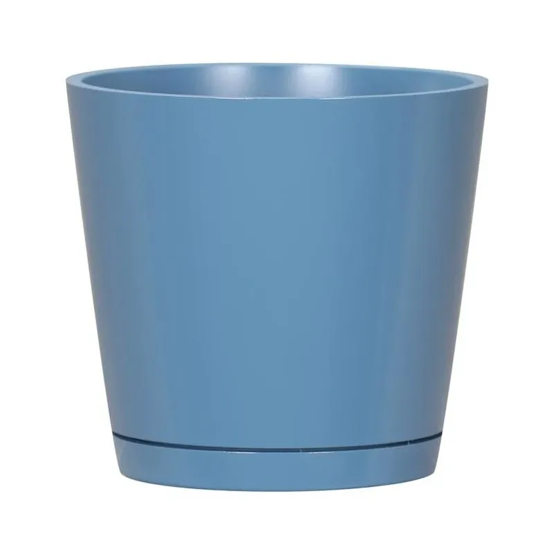 Blue Resin Self‑Watering Round Indoor Planter – 6‑in. Diameter