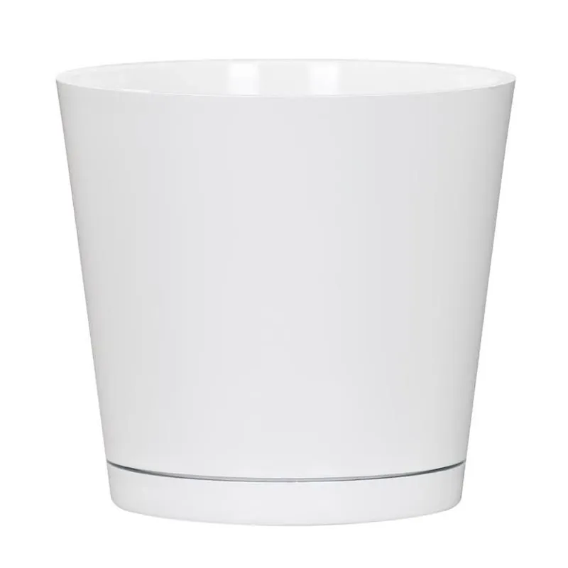 L&G Solutions White Resin Self‑Watering Round Planter – 6‑Inch Diameter