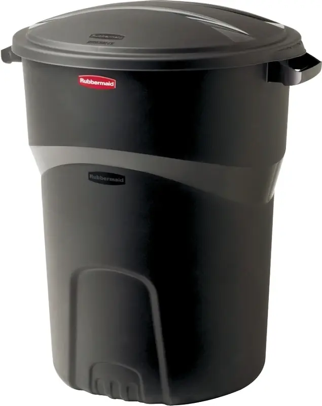 Rubbermaid Roughneck 32 Gal Black Plastic Trash Can Lid Included