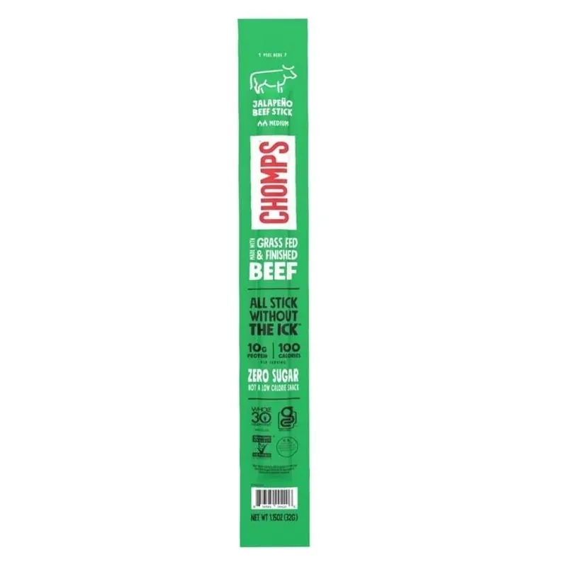 Chomps Jalapeño Beef Stick – 1.15 oz Portable Pouch