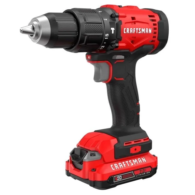 CRAFTSMAN V20 1/2 In. Brushed Cordless Hammer Drill Kit (Battery & Charger)