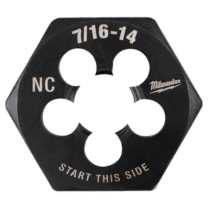 Milwaukee 7/16‑14 Coarse Hex Threading Die – 1‑in HCS For Brass, Aluminum & Steel
