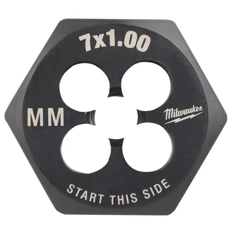 Milwaukee M7 × 1.0 mm High‑Carbon Steel Hexagon Die – Single Piece