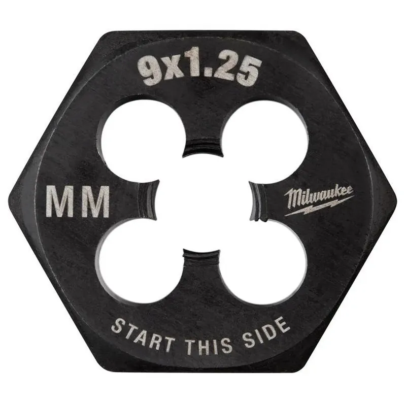 Milwaukee M9‑1.25 Metric Hexagon Die – High‑Carbon Steel, 1‑Piece
