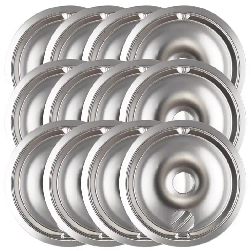 Range Kleen Chrome Steel Drip Bowls – 12‑Piece Pack