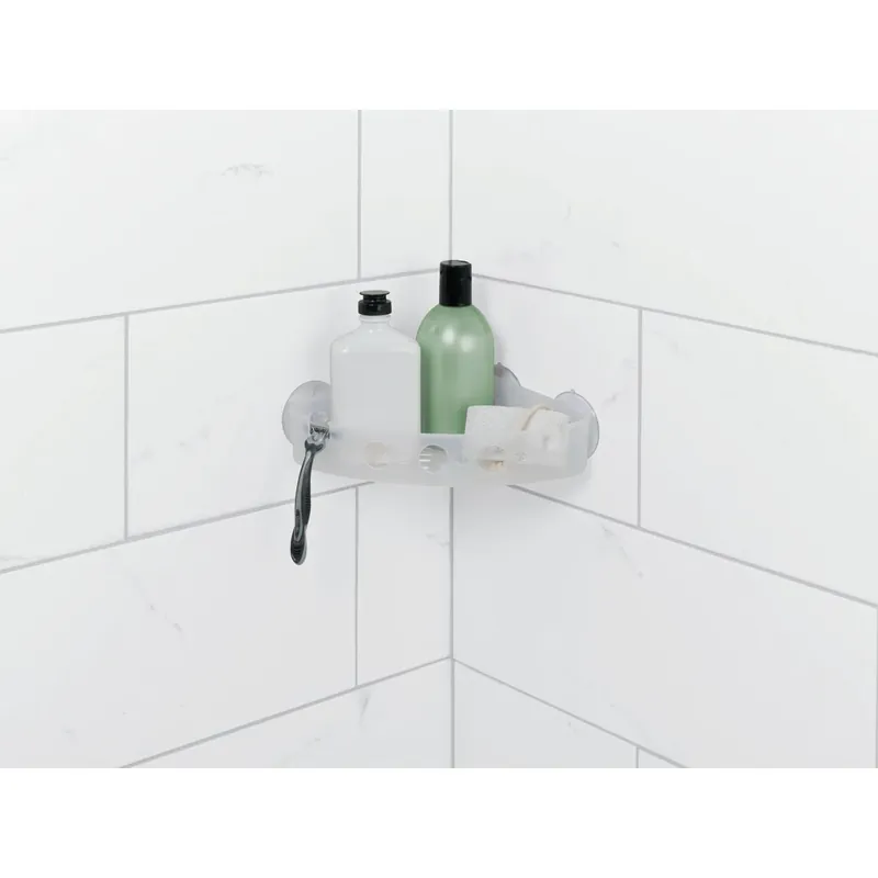 Frosted Finish Suction Corner Bathroom Shelf - 10.75" X 7.3" X 2.5"
