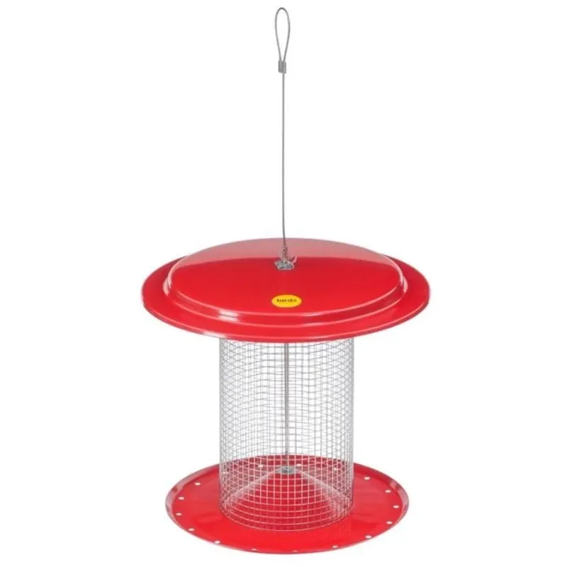 Birds Choice Sunflower 3‑lb Metal Hanging Feeder – Red