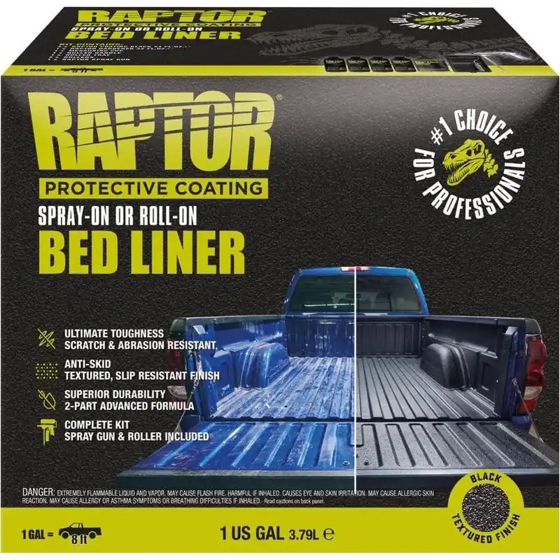 Raptor 2K Black Truck Bed Coating Kit – 1 Gallon, UV‑Resistant Finish