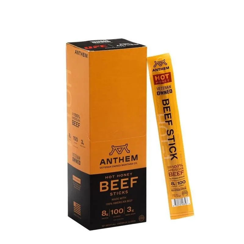 Anthem Snacks Hot Honey Beef Sticks – 24 oz Boxed Protein Snack