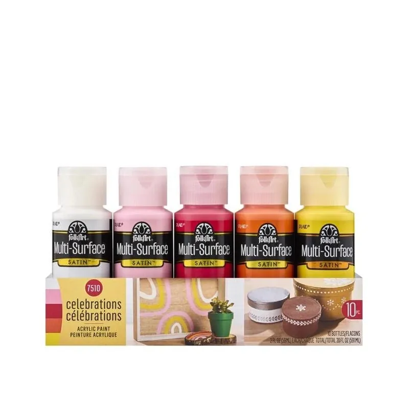 FolkArt 10‑Piece Satin Acrylic Paint Set – Multi‑Surface Water‑Based For Interior & Exterior