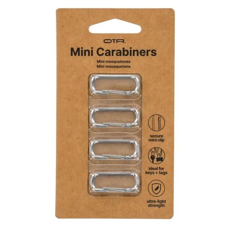 OTR Silver Aluminum Carabiner – Pack Of 4 Lightweight Keyring Clips
