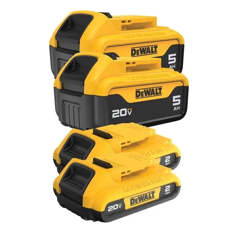 DeWalt 20V MAX 2 Ah/5 Ah Lithium‑Ion Battery Pack – 4‑Piece Set