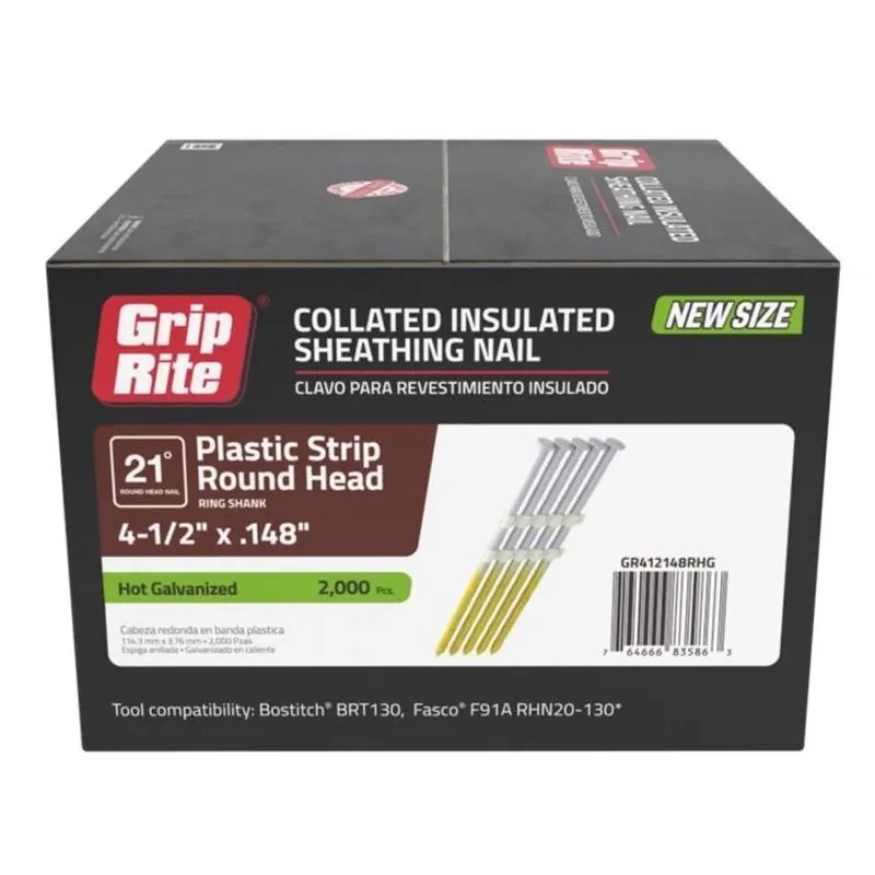 Grip‑Rite 4.5" Full‑Round Head Framing Steel Nails – 2,000 Count