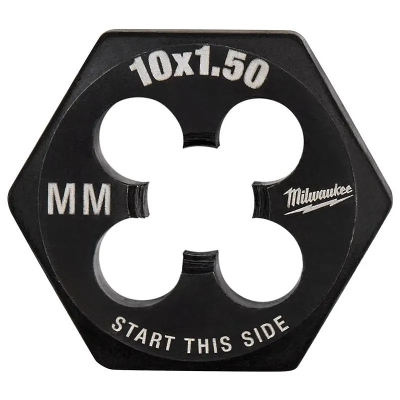 Milwaukee M10‑1.5 High‑Carbon Steel Metric Hex Die – Single Piece