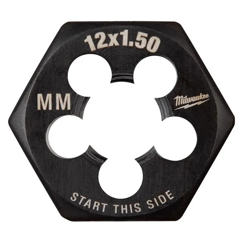 Milwaukee Metric Hexagon Threading Die M12×1.5 – High Carbon Steel, Single Pack