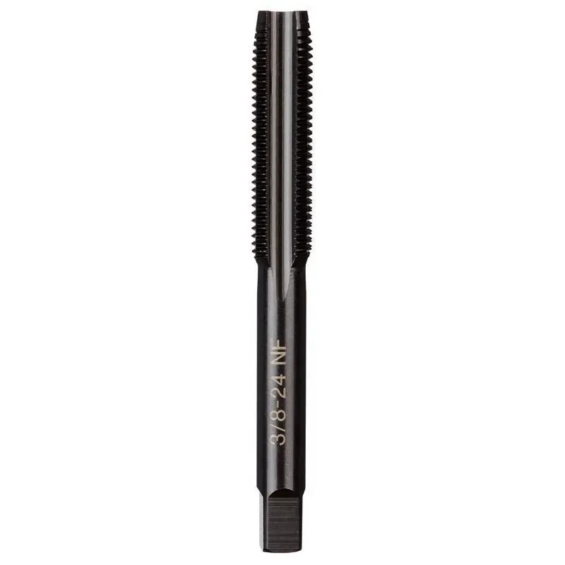 Milwaukee 3/8-24 Fine Thread Straight Flute Plug Tap – HCS, Black Oxide, Laser‑Etched