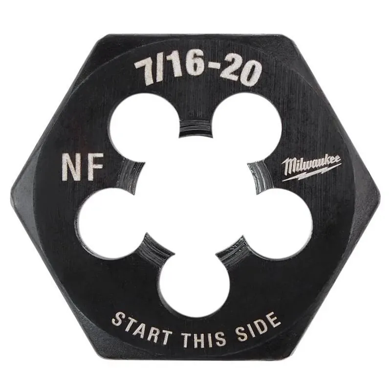 Milwaukee 7/16‑20 Fine Thread Hex Threading Die – 1‑In HCS With Black Oxide Finish