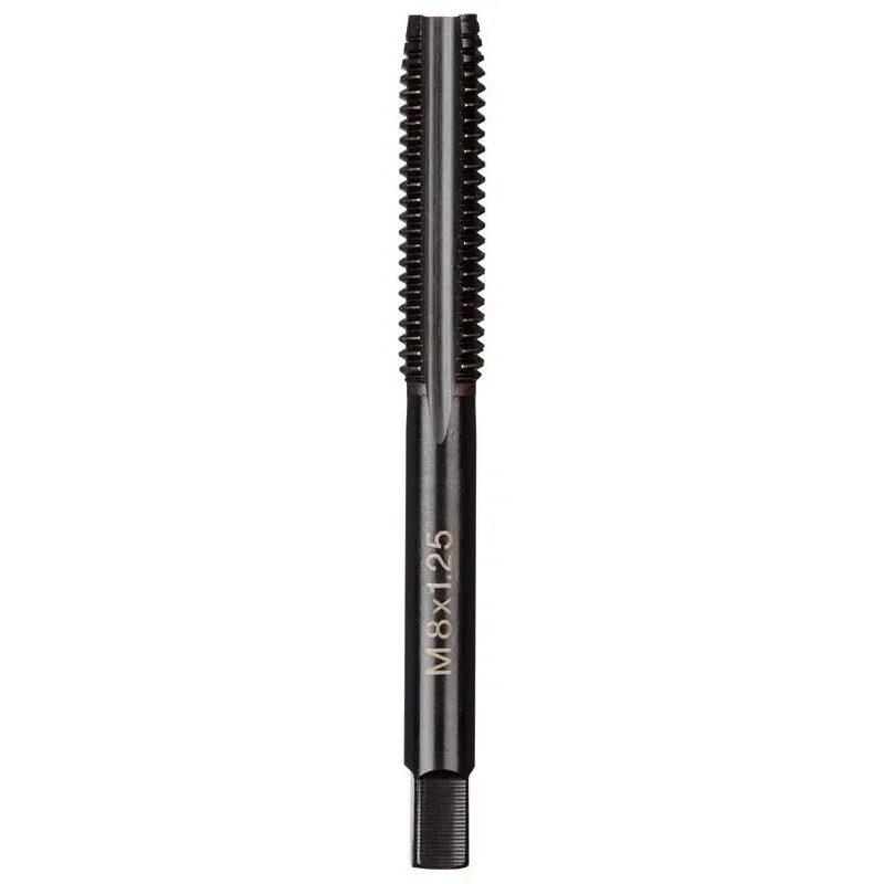 Milwaukee M8‑1.25 High‑Carbon Steel Straight Plug Tap – Single‑Piece, Black Oxide Finish