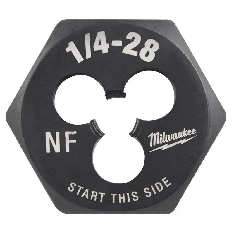 Milwaukee 1/4‑28 Fine Thread Hex Threading Die – HCS, Corrosion‑Resistant