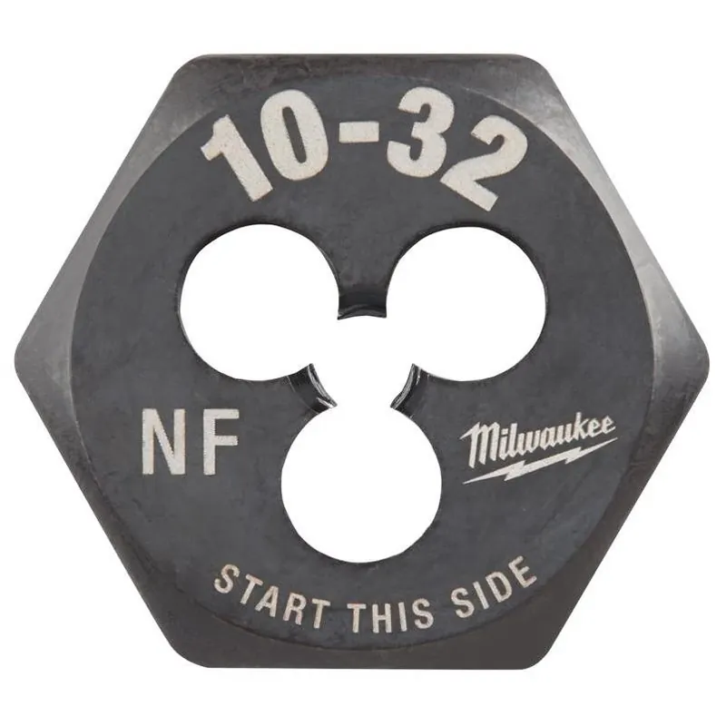 Milwaukee 1‑in Hex Threading Die – 10‑32 Fine Thread, HCS Coated