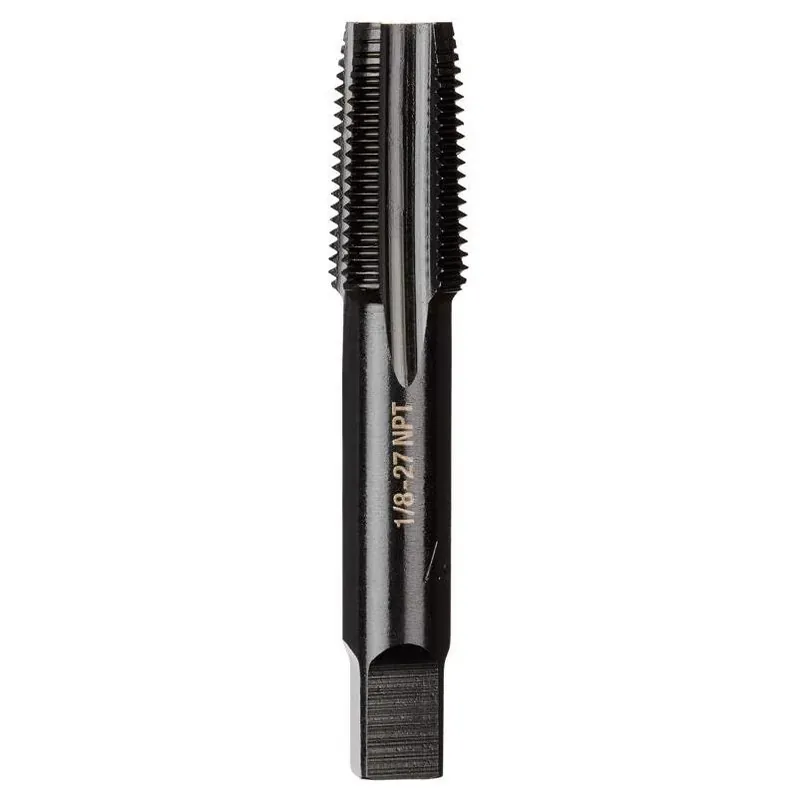 Milwaukee 1/8‑27 NPT Straight Flute Plug Tap – 4‑Flute, 3/4‑in L, HCS