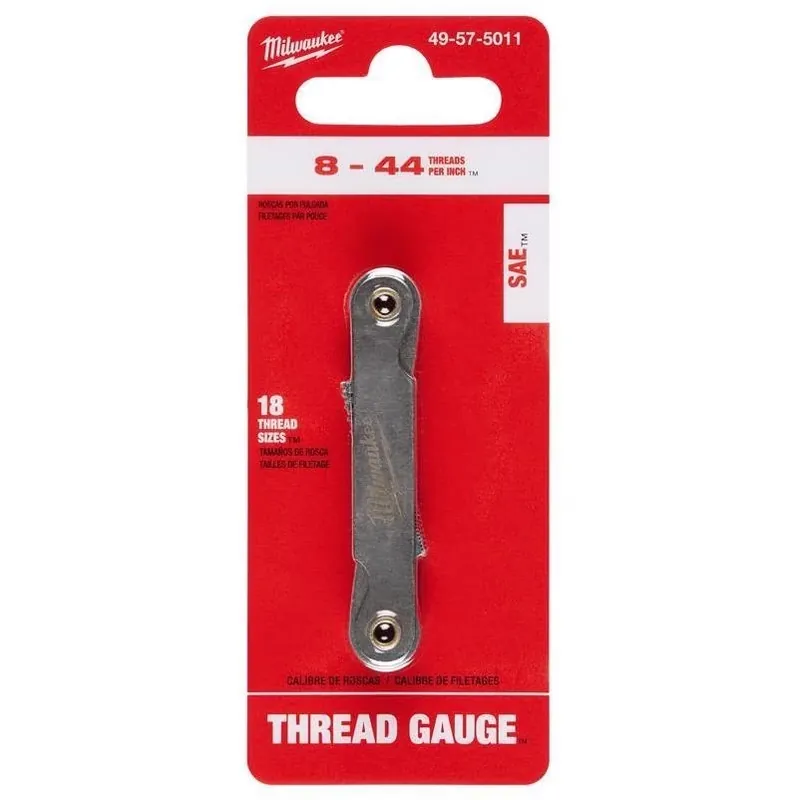Milwaukee 49-57-5011 18‑Leaf SAE Thread Pitch Gauge – 8‑44 TPI, HSS
