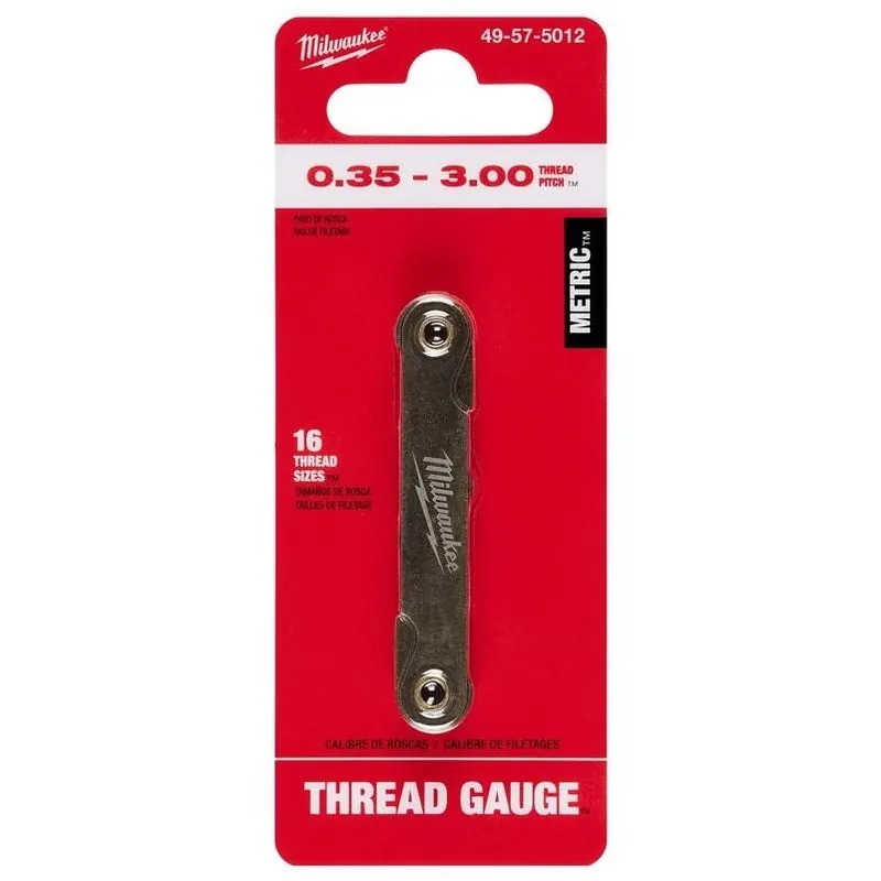 Milwaukee 16‑Leaf Metric Thread Pitch Gauge – Metal Tool, 0.35‑3 mm Range